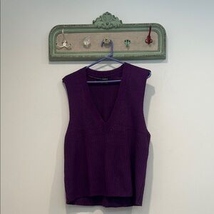 Poimbo Purple V-Neck ribbed Knit Sleeveless sweater vest large new